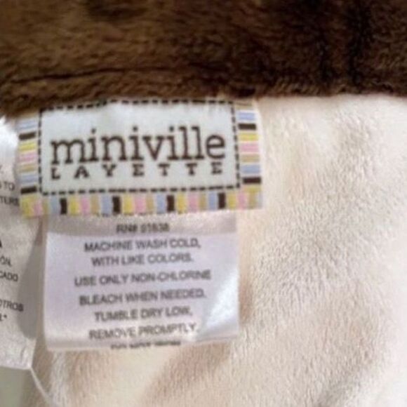 miniville Layette Monkey Dot Plush Sherpa Textured Minky Baby Blanket Lovey - Picture 9 of 12